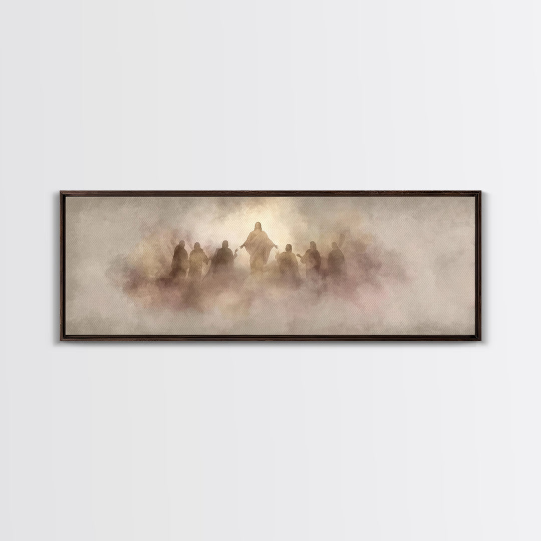 Risen Light Gathering, Framed Canvas Print, Panoramic Frame, Christian Art, Christian Art Canvas, Jesus Painting, Christian Painting, Chris
