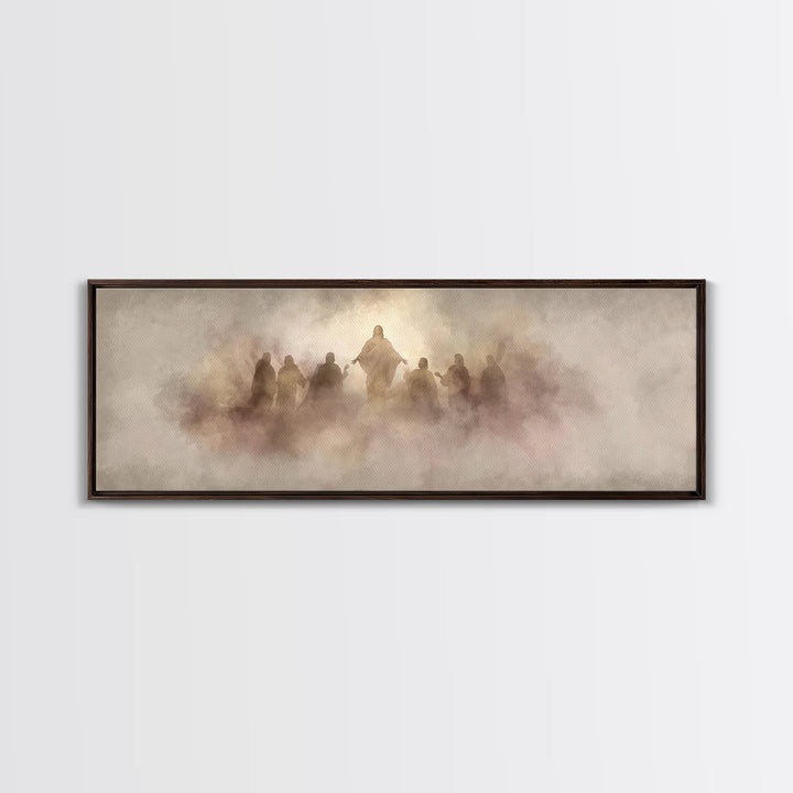 Risen Light Gathering, Framed Canvas Print, Panoramic Frame, Christian Art, Christian Art Canvas, Jesus Painting, Christian Painting, Chris
