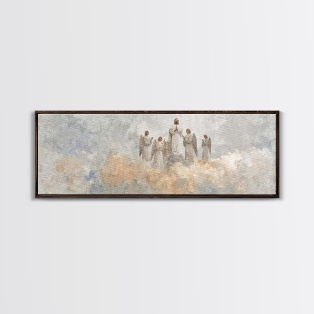 Heaven’s Exalted Praise – Framed Canvas Print – Panoramic Art – Christian Wall Art – Christian Painting – Christian Art Canvas – Jesus Art