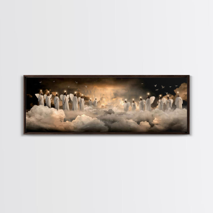 Angels Of Peace – Framed Canvas Print – Christian Art Work – Jesus Painting – Panoramic Frame – Christian Wall Art – Christmas Art Framed