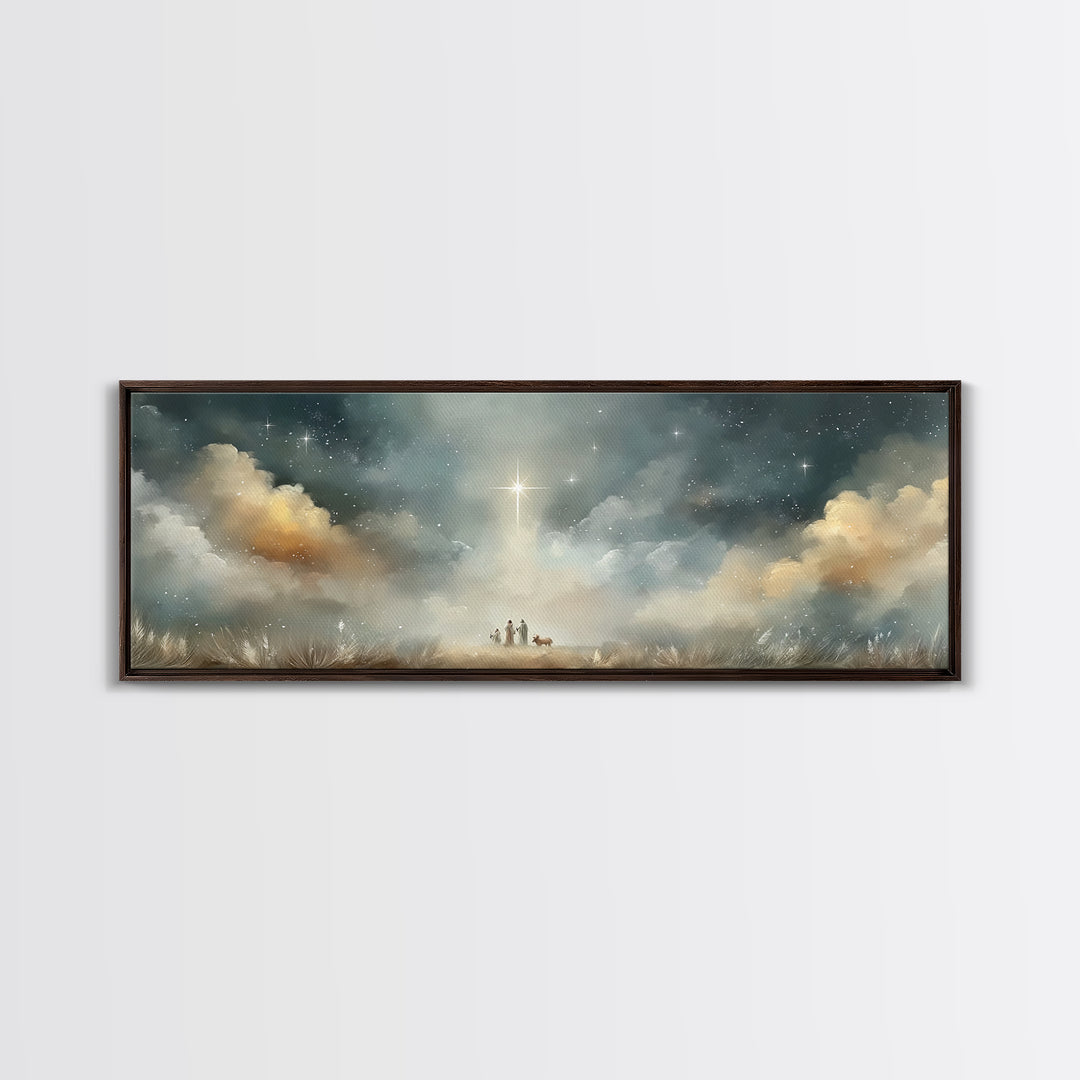Star Of Messiah | Framed Canvas Print | Christian Christmas Art | Panoramic Painting | Christian Art Canvas | Jesus Painting | Christian Wa