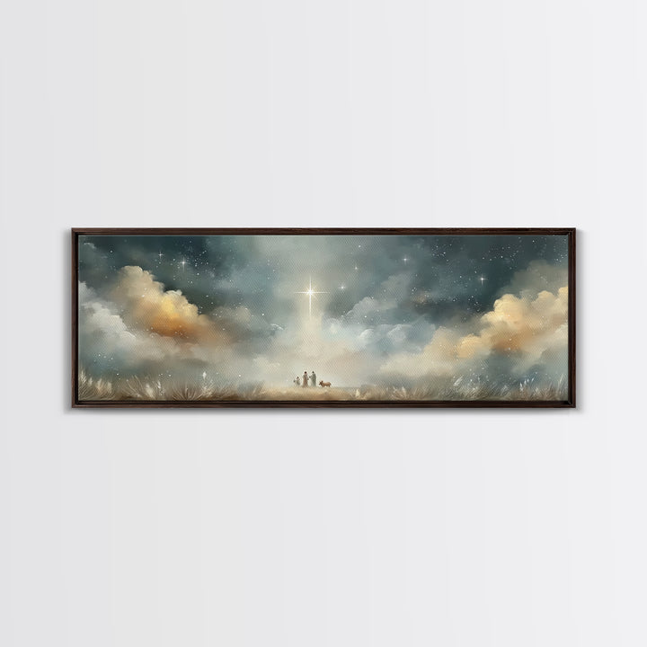 Star Of Messiah | Framed Canvas Print | Christian Christmas Art | Panoramic Painting | Christian Art Canvas | Jesus Painting | Christian Wa