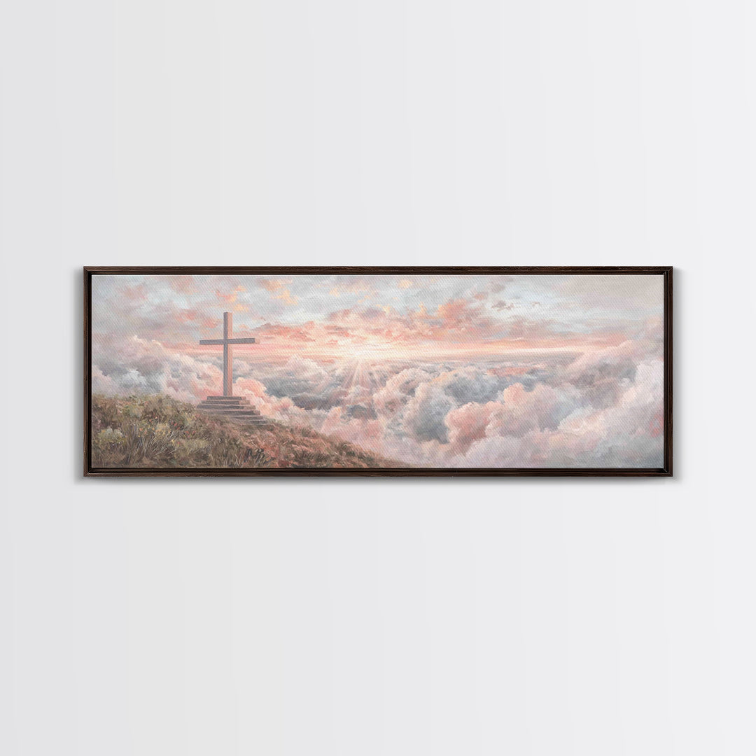 Cloudrise Redemption – Framed Canvas Print – Christian Wall Art – Christian Art Canvas – Panoramic Art – Christian Gift