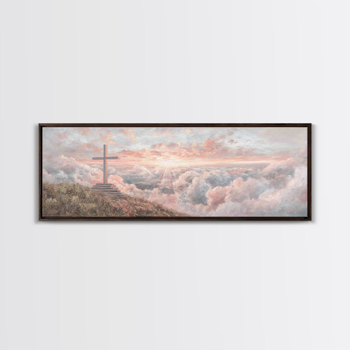 Cloudrise Redemption – Framed Canvas Print – Christian Wall Art – Christian Art Canvas – Panoramic Art – Christian Gift