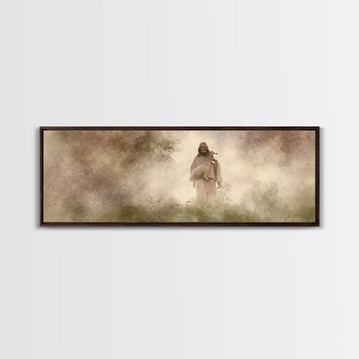 Cross Horizon Storm | Framed Canvas Print | Christian Wall Art | Christian Art Canvas | Panoramic Wall Art | Christian Gift