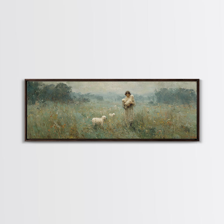 Field Of Compassion – Framed Canvas Print – Christian Art Canvas – Christian Christmas Art – Jesus Painting – Panoramic Frame – Christian D