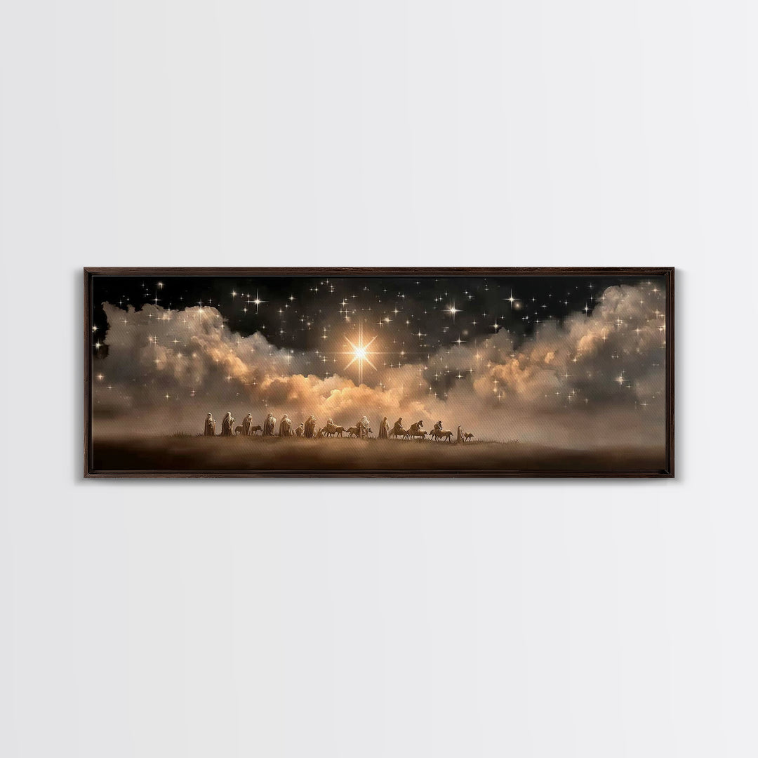 The Guiding Star – Framed Canvas Print – Christian Wall Art – Christmas Art – Panoramic Art – Christian Art Canvas – Jesus Christmas Art