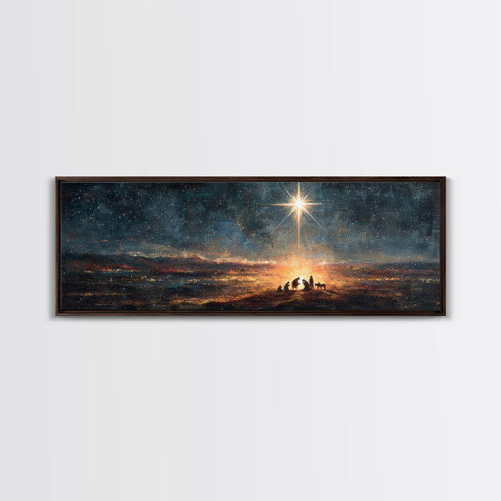 Bethlehem Night Sky | Framed Canvas Print | Christian Christmas Art | Panoramic Wall Art | Christian Decor | Christmas Canvas Wall Art | Ch