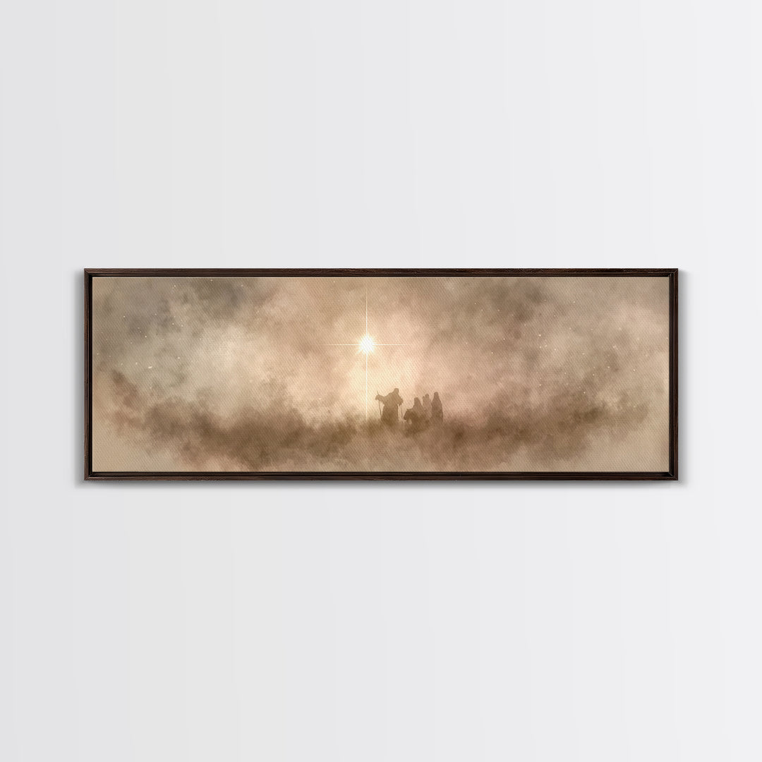 Silent Holy Clouds, Framed Canvas Print, Christian Art Canvas, Christmas Art Prints, Panoramic Print, Christian Wall Art, Christian Christm