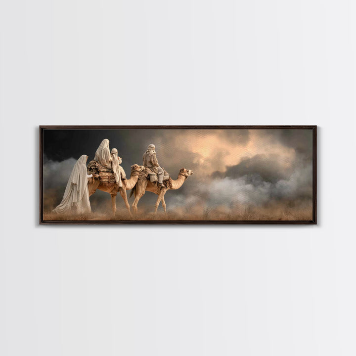 Sacred Caravan – Framed Canvas Print – Christian Wall Art – Panoramic Painting – Christmas Art – Christian Art Work – Christian Christmas A