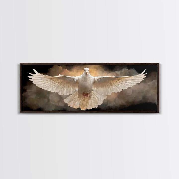 Radiant Dove Grace – Framed Canvas Print – Christian Wall Art – Panoramic Art – Christian Art Canvas – Christian Gift – Christmas Art