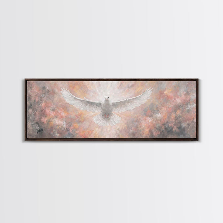 Heavenly Dove Rising | Framed Canvas Print | Christian Art Canvas | Panoramic Painting | Christian Christmas Art | Christian Wall Art