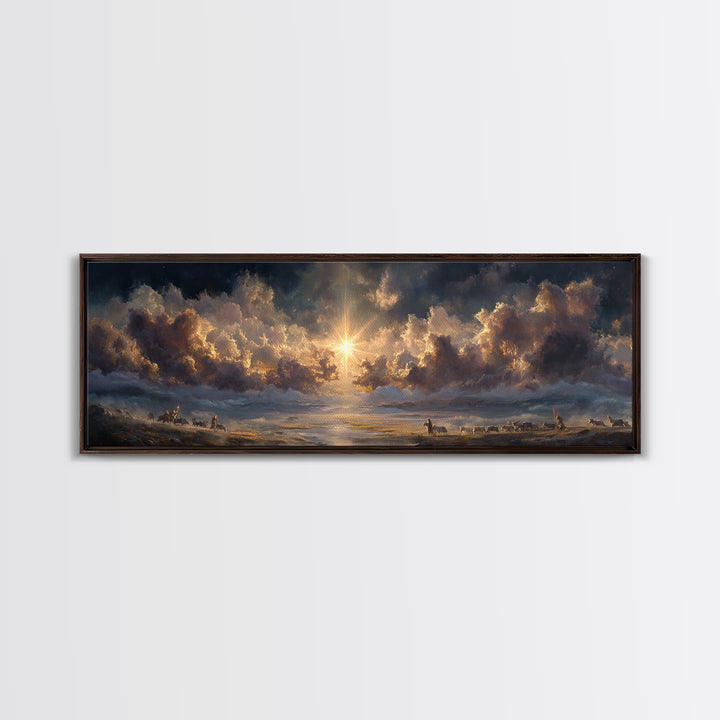 Radiant Bethel Star, Framed Canvas Print, Christian Art Print, Panoramic Print, Christmas Art, Christian Wall Art, Jesus Painting, Christia