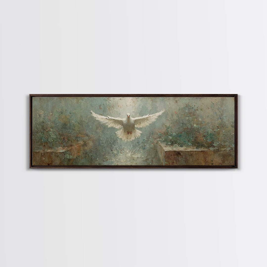 Radiant Spirit Descent, Framed Canvas Print, Christian Wall Art, Panoramic Art, Christian Art Canvas, Christian Painting, Christian Christm
