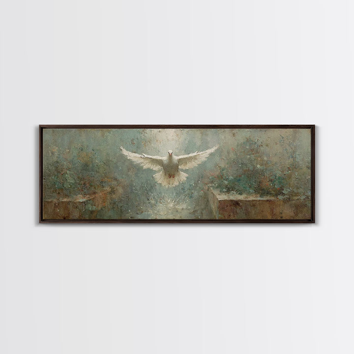 Radiant Spirit Descent, Framed Canvas Print, Christian Wall Art, Panoramic Art, Christian Art Canvas, Christian Painting, Christian Christm