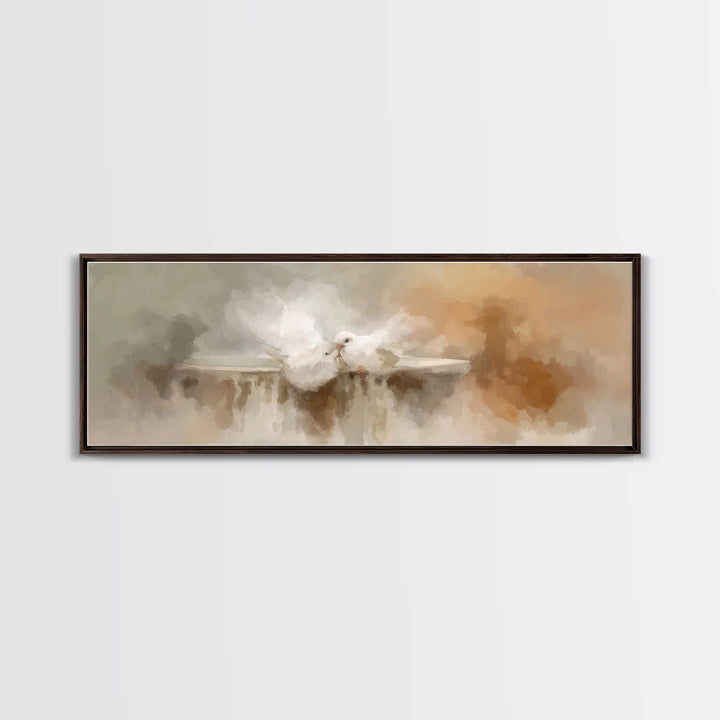 Doves Of Peace – Framed Canvas Print – Christian Art Print – Panoramic Wall Art – Christian Decor – Christmas Art – Christian Gift Ideas