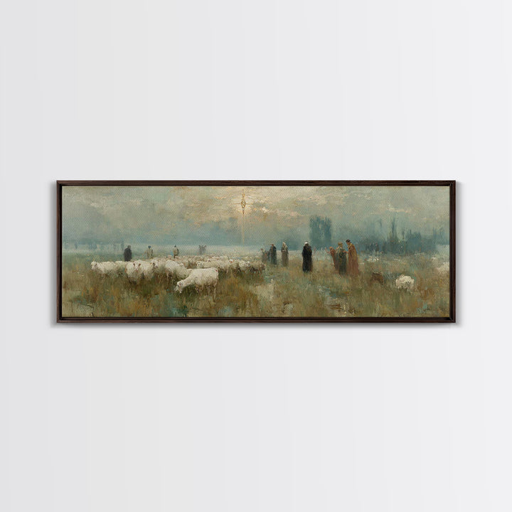 Sunset Promise Path - Framed Canvas Print - Christian Art Canvas - Panoramic Painting - Christian Wall Art - Jesus Painting - Christian Chr