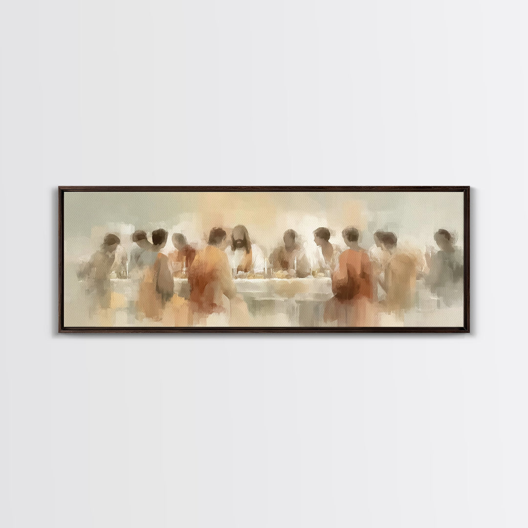 Evening Grace Table | Framed Canvas Print | Jesus Canvas Art | Christian Wall Art | Panoramic Wall Art | Christian Art Print