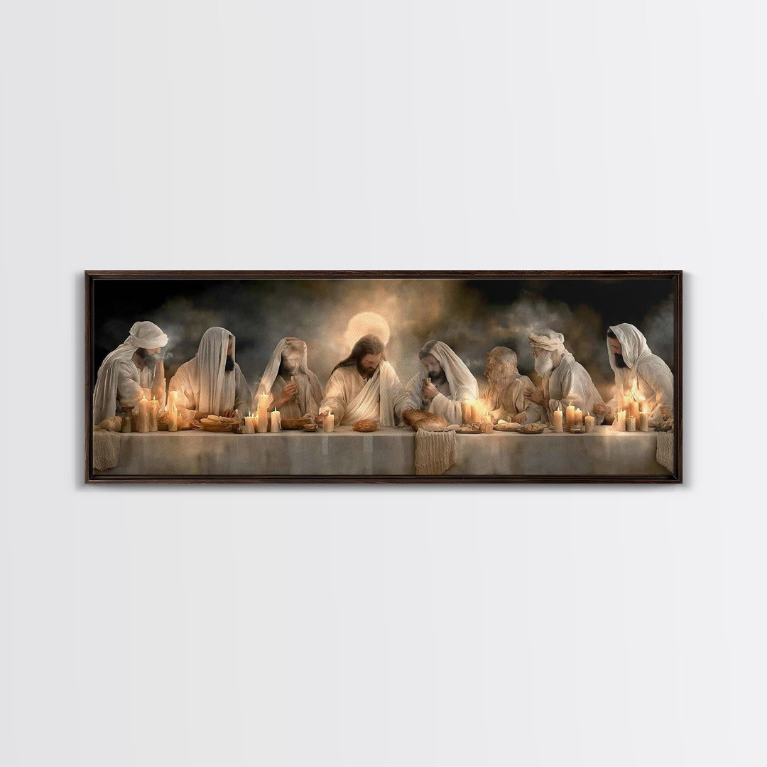 Bread Of Blessing | Framed Canvas Print | Christian Art Work | Jesus Painting | Extra Wide Art | Christian Wall Art