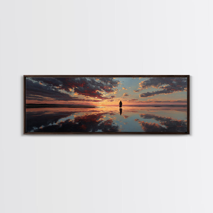 Silent Meadow Watch | Framed Canvas Print | Christian Wall Art | Panoramic Art | Christian Art Canvas | Christmas Art | Jesus Painting