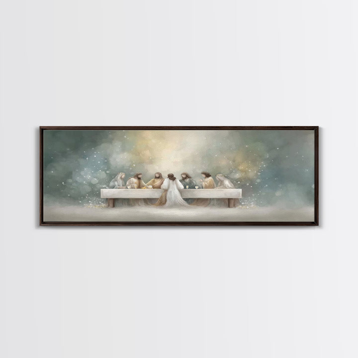 Heavenly Fellowship Light – Framed Canvas Print – Jesus Painting – Christian Art Canvas – Panoramic Art – Christian Wall Art