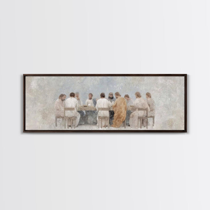 Angel Feast Serenity | Framed Canvas Print | Christian Art Canvas | Panoramic Print | Christian Wall Art | Jesus Painting