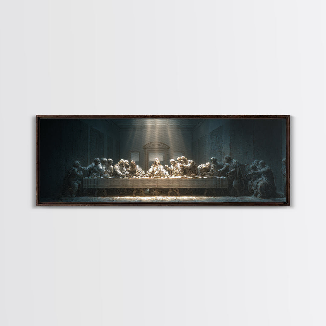 Quiet Covenant Moment, Framed Canvas Print, Panoramic Painting, Christian Art Canvas, Jesus Wall Art, Christian Art Print