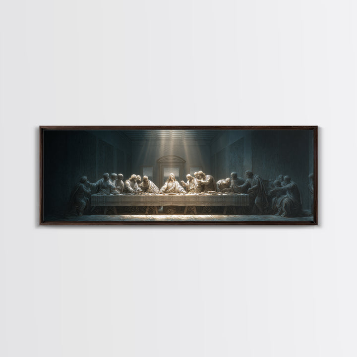 Quiet Covenant Moment, Framed Canvas Print, Panoramic Painting, Christian Art Canvas, Jesus Wall Art, Christian Art Print