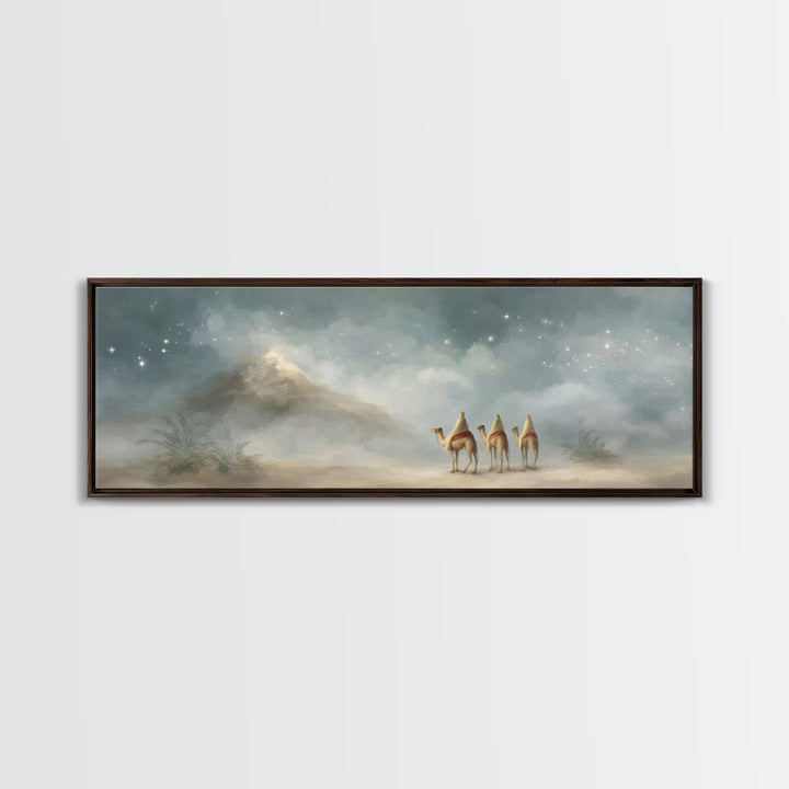 Journey Of Three | Framed Canvas Print | Christian Christmas Art | Panoramic Art | Christian Art Canvas | Christmas Wall Art | Christian Pa