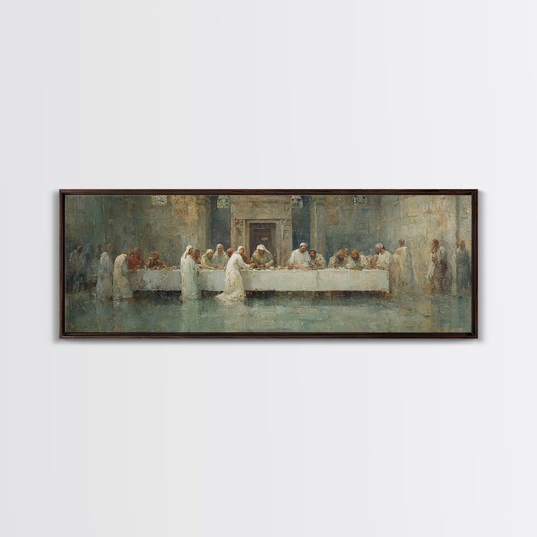 Divine Supper Glory – Framed Canvas Print – Panoramic Art – Christian Art Work – Jesus Painting – Modern Christian Art