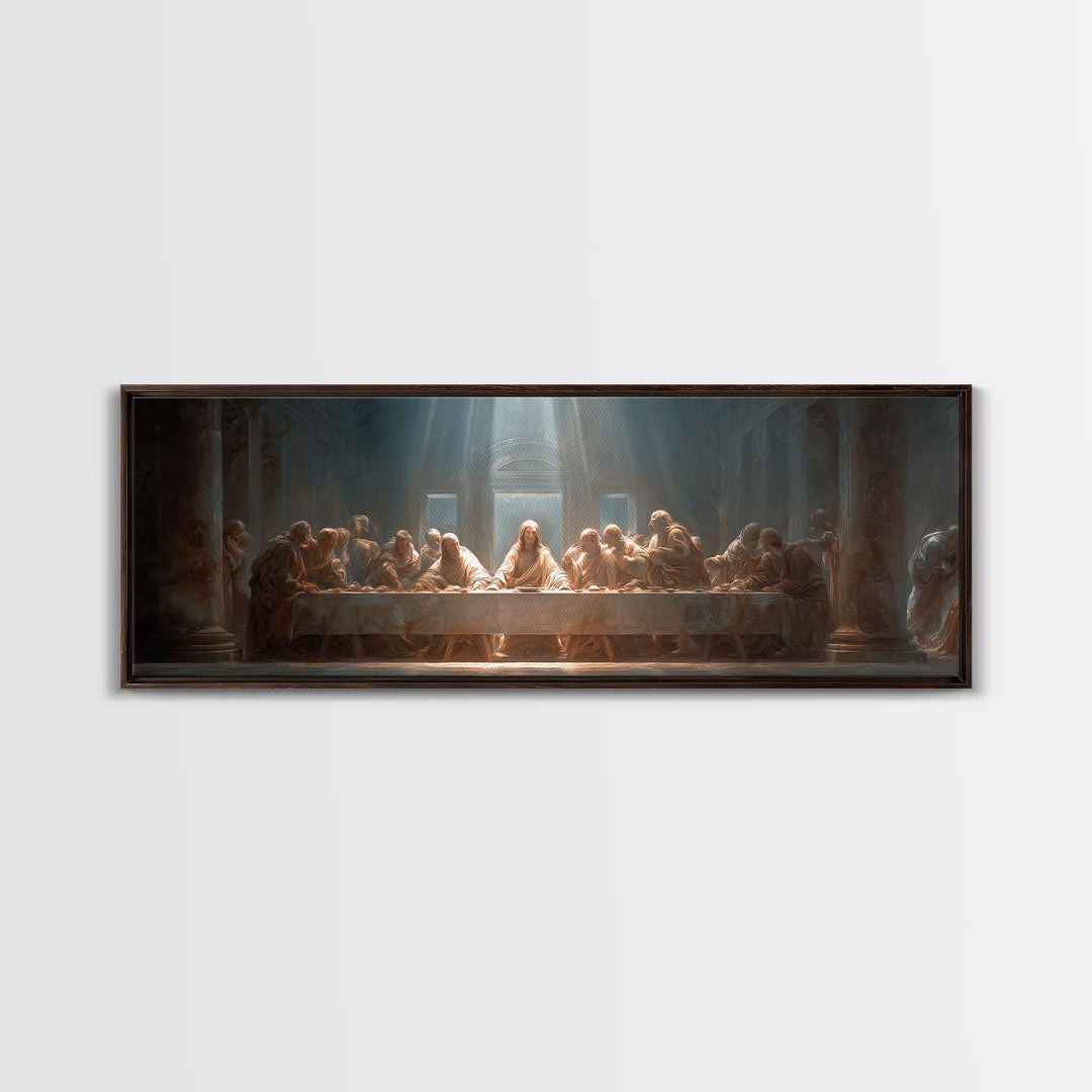 Sacred Last Supper – Framed Canvas Print – Christian Wall Art – Jesus Painting – Panoramic Art – Christian Art Canvas – Christian Decor