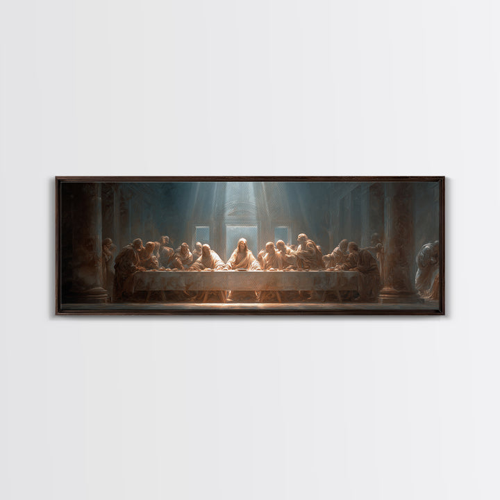 Sacred Last Supper – Framed Canvas Print – Christian Wall Art – Jesus Painting – Panoramic Art – Christian Art Canvas – Christian Decor