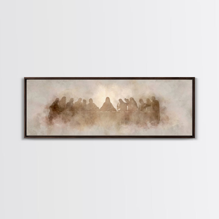 Heavenly Communion, Framed Canvas Print, Christian Art Canvas, Christian Wall Art, Panoramic Painting, Jesus Painting, Christmas Art