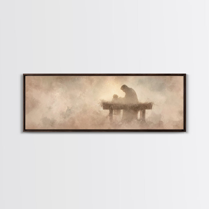 Divine Child Rest | Framed Canvas Print | Christian Wall Art | Panoramic Wall Art | Christian Art Canvas | Christmas Art | Jesus Painting