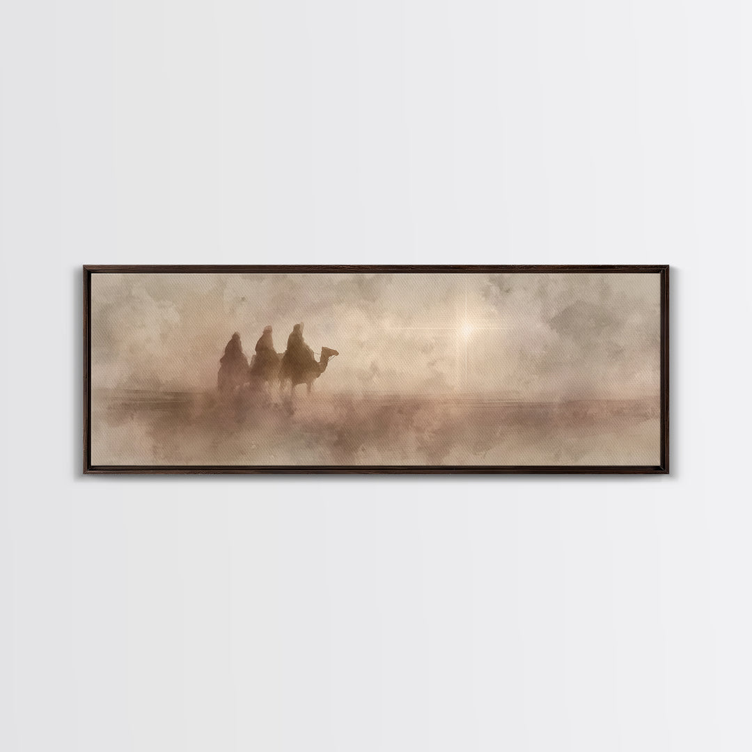 Journey Of Kings, Framed Canvas Print, Christian Art Canvas, Panoramic Wall Art, Christian Christmas Art, Jesus Painting, Christmas Decor