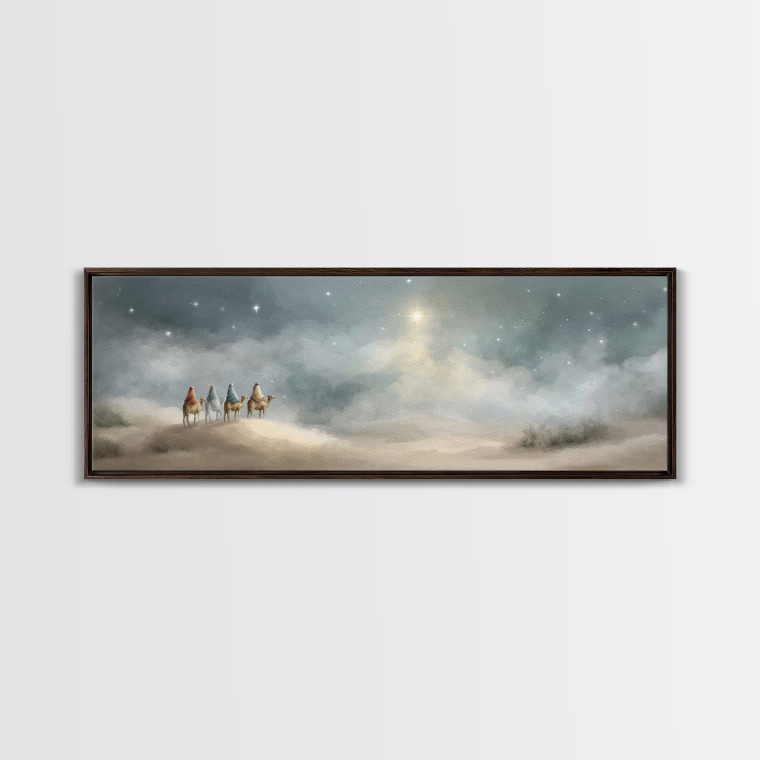 Journey of Light – Framed Canvas Print – Christian Art Canvas – Panoramic Painting – Christmas Wall Art – Christian Christmas Decor – Moder