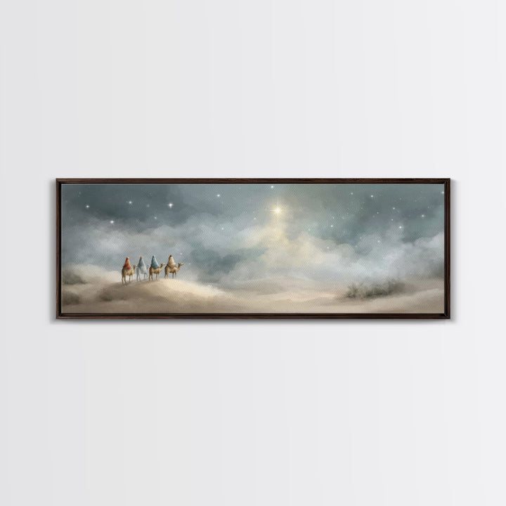 Journey of Light – Framed Canvas Print – Christian Art Canvas – Panoramic Painting – Christmas Wall Art – Christian Christmas Decor – Moder
