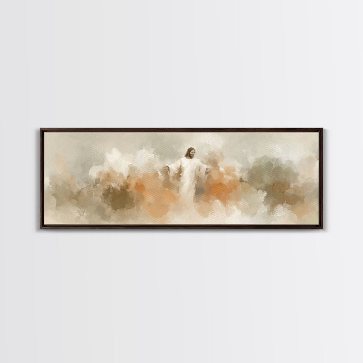 Heaven’s Embrace – Framed Canvas Print – Christian Wall Art – Panoramic Art – Christian Art Canvas – Jesus Painting – Christian Christmas A