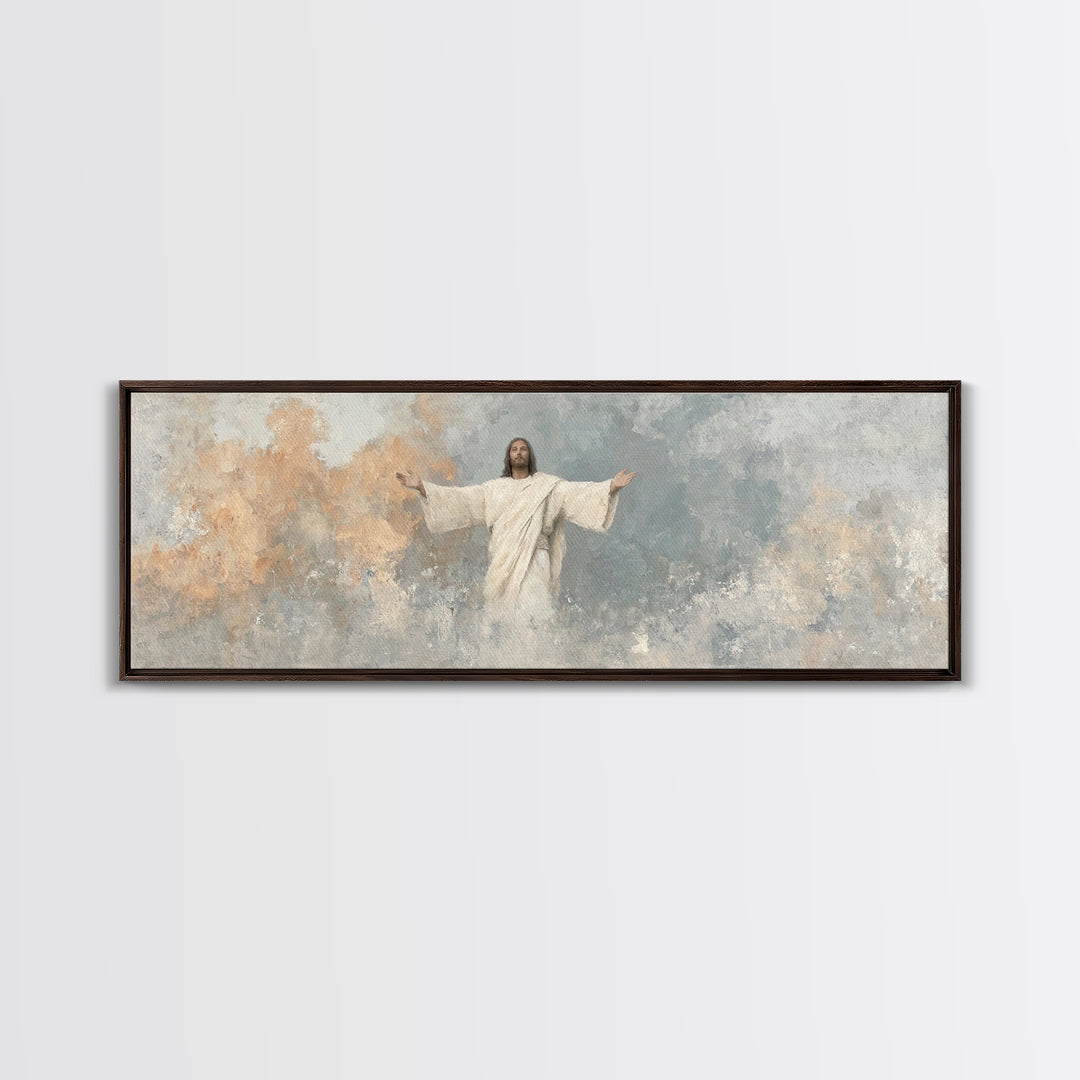 Light Of Mercy, Framed Canvas Print, Christian Art Canvas, Panoramic Wall Art, Modern Christian Art, Jesus Painting, Christian Wall Art