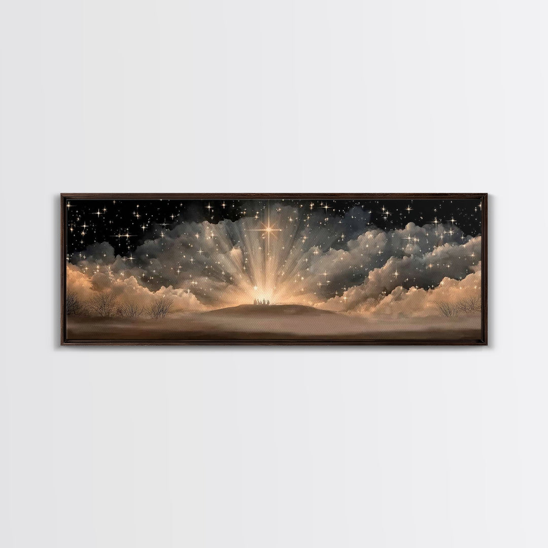 Star Of Promise, Framed Canvas Print, Christian Art Canvas, Panoramic Painting, Christmas Art, Christian Christmas Decor, Christian Wall Ar