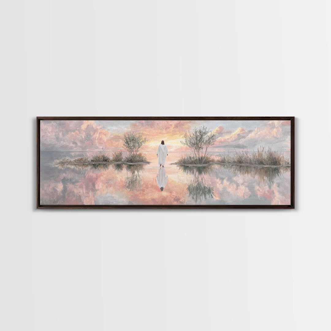 Heaven’s Quiet Path, Framed Canvas Print, Panoramic Wall Art, Christian Art Canvas, Jesus Painting, Unique Christian Art, Christian Wall Ar