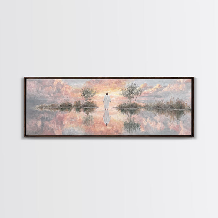 Heaven’s Quiet Path, Framed Canvas Print, Panoramic Wall Art, Christian Art Canvas, Jesus Painting, Unique Christian Art, Christian Wall Ar