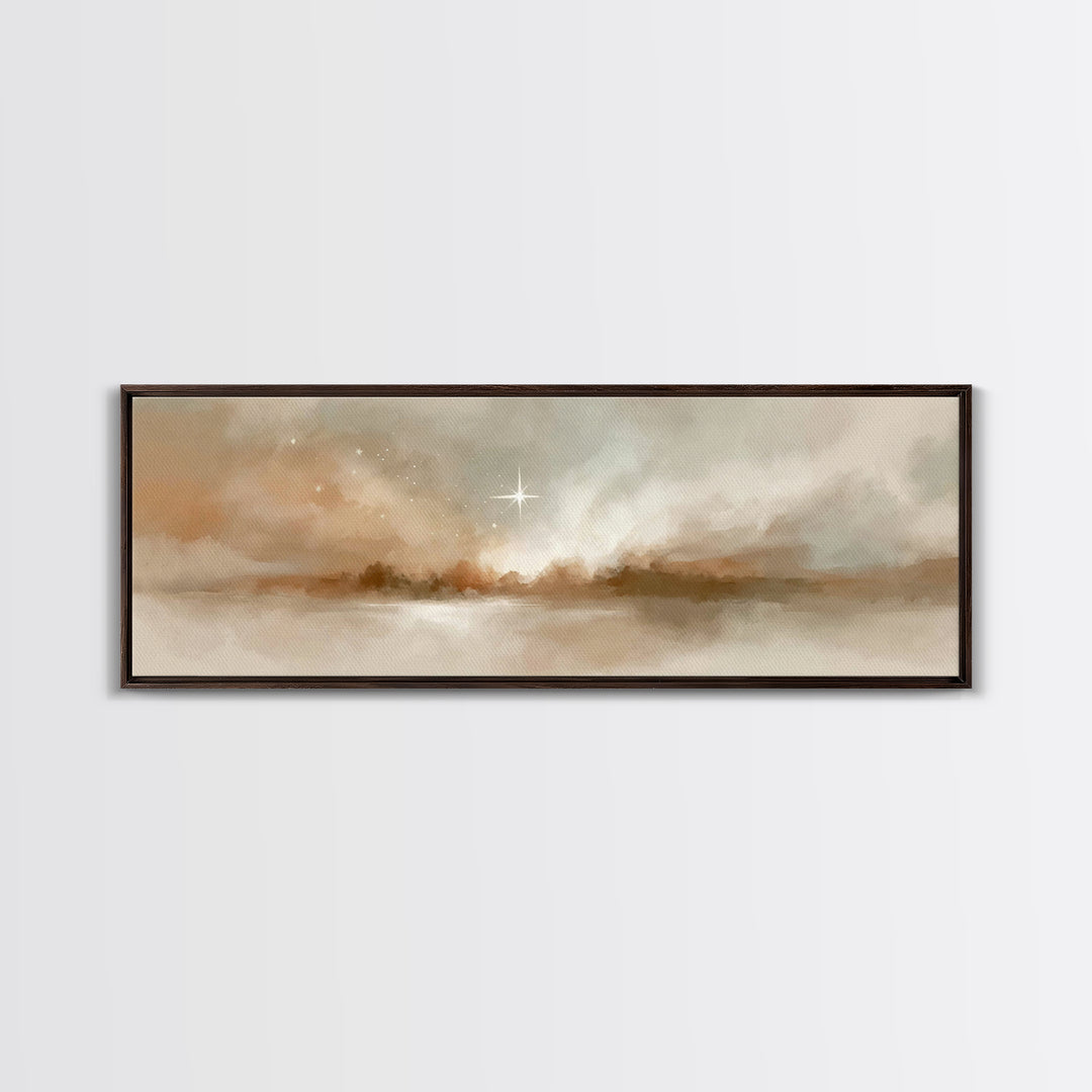 Guiding Dawn Star – Framed Canvas Print – Christian Wall Art – Christian Art Canvas – Panoramic Art – Christmas Art – Jesus Painting