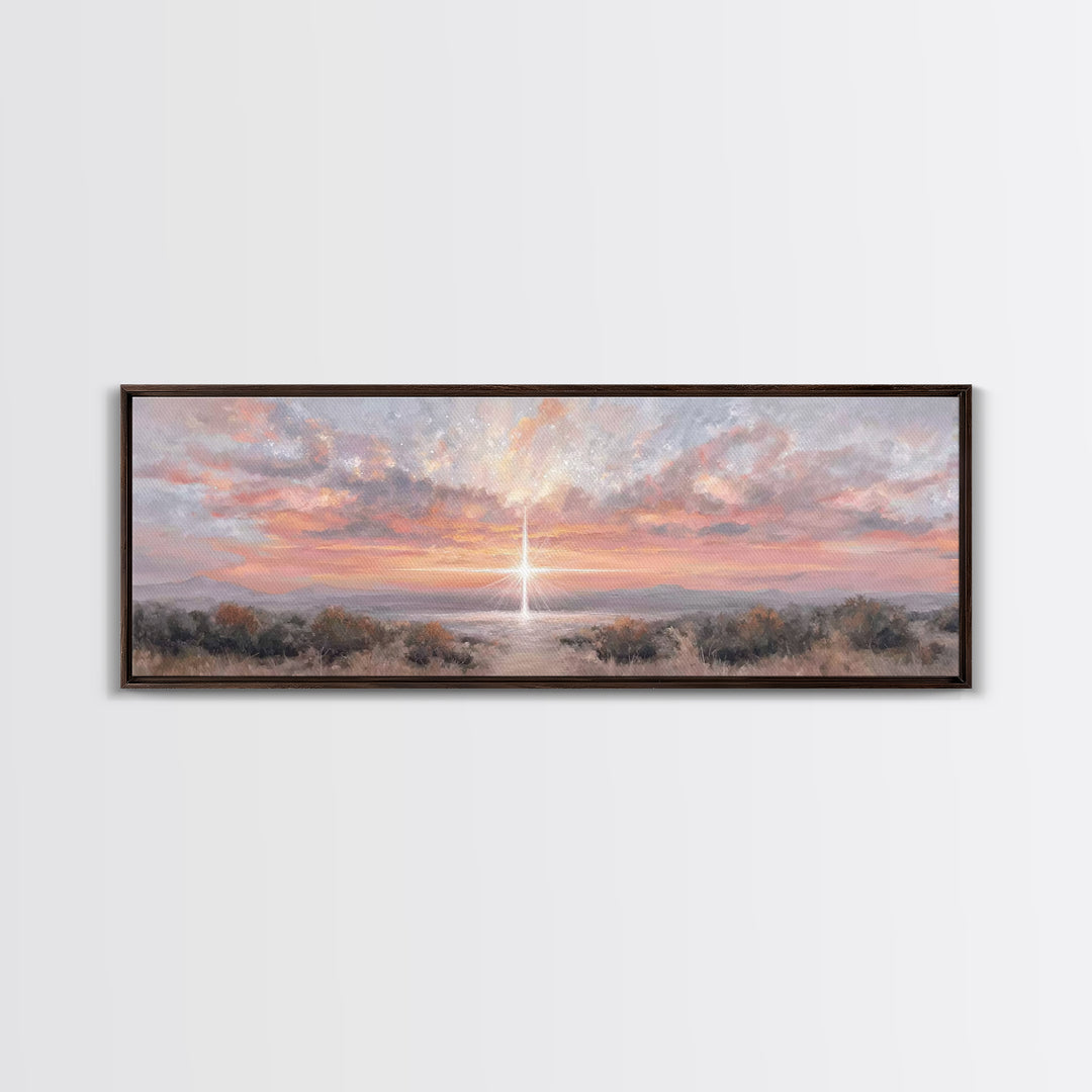 Radiant Bethlehem Sky | Framed Canvas Print | Christian Wall Art | Christian Art Canvas | Panoramic Painting | Christmas Art | Christian Gi