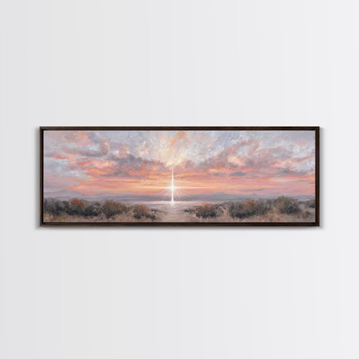 Radiant Bethlehem Sky | Framed Canvas Print | Christian Wall Art | Christian Art Canvas | Panoramic Painting | Christmas Art | Christian Gi