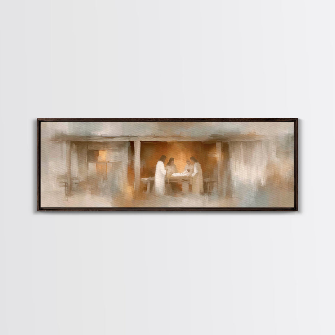 Stable Of Peace, Framed Canvas Print, Christian Wall Art, Christian Art Canvas, Panoramic Art, Christmas Art, Christian Christmas Decor