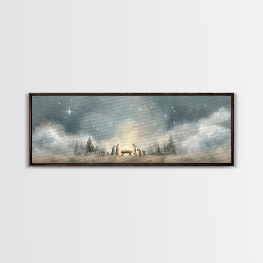Star Of Winter Grace – Framed Canvas Print – Panoramic Art – Christian Wall Art – Christian Art Canvas – Christmas Art – Jesus Painting – C