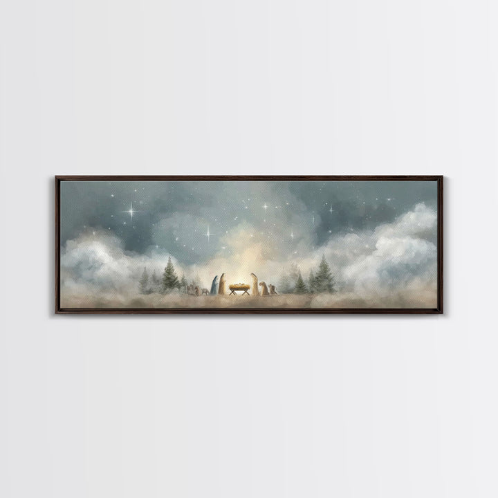 Star Of Winter Grace – Framed Canvas Print – Panoramic Art – Christian Wall Art – Christian Art Canvas – Christmas Art – Jesus Painting – C