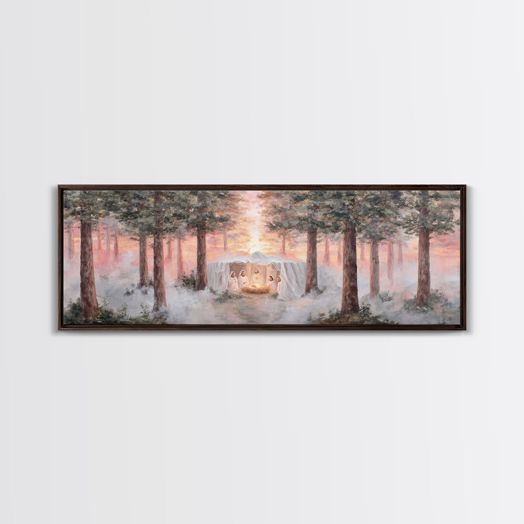Forest Nativity Light, Framed Canvas Print, Panoramic Wall Art, Christian Wall Art, Christian Art Canvas, Christmas Art, Christian Christma