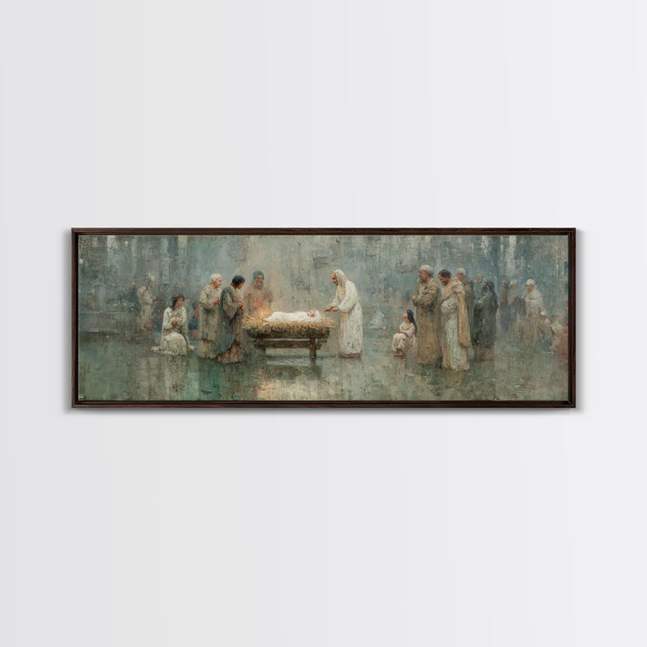 Gathered In Holiness | Framed Canvas Print | Panoramic Painting | Christian Wall Art | Christian Art Canvas | Christmas Art | Jesus Christm